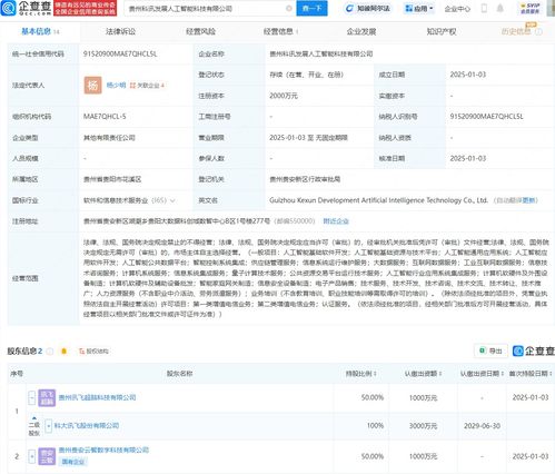 科大訊飛等在貴州投資成立人工智能科技公司